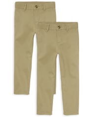 Boys Uniform Stretch Straight Chino Pants 2-Pack