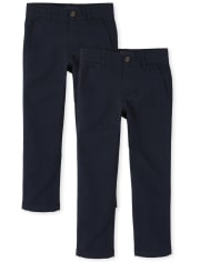 Paquete de 2 pantalones chinos ajustados elásticos de uniforme para niños