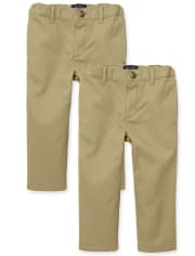 Baby And Toddler Boys Uniform Straight Chino Pants 2-Pack