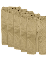 Baby And Toddler Boys Uniform Relaxed Straight Chino Pants 5-Pack