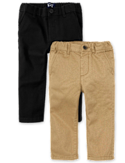 Baby And Toddler Boys Uniform Stretch Relaxed Straight Chino Pants 2-Pack