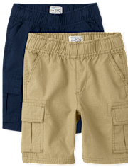 Boys Pull On Cargo Shorts 2-Pack