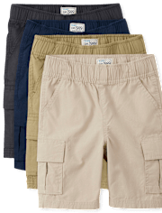 Pantalón corto cargo sin cierre para niño, paquete de 4