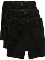 Pantalones cortos chinos de uniforme para bebés y niños pequeños, paquete de 3