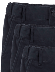 Pantalones cortos chinos de uniforme para bebés y niños pequeños, paquete de 3