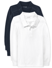 Boys Uniform Long Sleeve Pique Polo 4-Pack