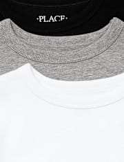 Camiseta básica con capas de uniforme para niños, paquete de 3