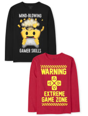 Camiseta con gráfico de videojuego para niño, paquete de 2