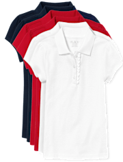 Polo de piqué con volantes de uniforme para niñas, paquete de 6