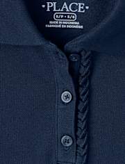 Girls Uniform Ruffle Soft Stretch Pique Polo 2-Pack - Plus