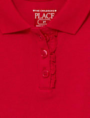 Polo de piqué con volantes de uniforme para niñas pequeñas, paquete de 4