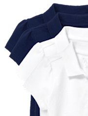 Polo de piqué con volantes de uniforme para niñas pequeñas, paquete de 4