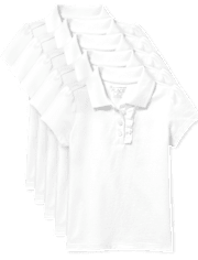 Toddler Girls Uniform Ruffle Pique Polo 5-Pack