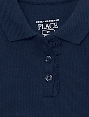 Niños pequeños Niña Uniforme Polo Piqué Con Volantes 5-Pack