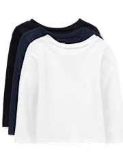 Lot de 3 t-shirts superposés basiques pour toute-petite fille