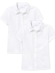 Girls Uniform Poplin Button Down Shirt 2-Pack