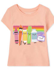 Baby And Toddler Girls School Supplies Graphic Tee