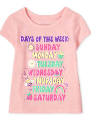 Camiseta estampada con los días de la semana para bebés y niñas pequeñas