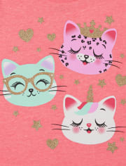 Camiseta con estampado de gatos para bebés y niñas pequeñas