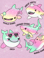 Paquete de 2 camisetas con estampado de océano para niñas pequeñas