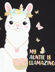 Camiseta con estampado de tía Llama para bebés y niñas pequeñas