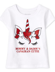 T-shirt graphique licorne pour bébés et petites filles de la fête du Canada