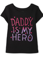 Baby And Toddler Girls Daddy Is My Hero Graphic Tee