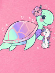Camiseta con gráfico de tortuga marina para bebés y niñas pequeñas