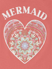 T-shirt graphique Sirène au cœur pour filles