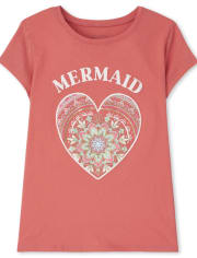 T-shirt graphique Sirène au cœur pour filles