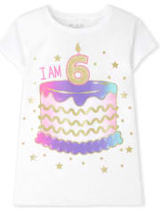 Girls I Am 6 Birthday Graphic Tee