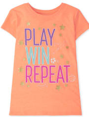 Camiseta con estampado Play Win Repeat para niñas