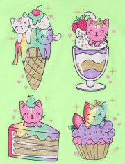 Girls Dessert Cat Graphic Tee