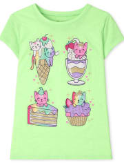 Girls Dessert Cat Graphic Tee