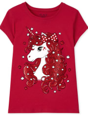 T-shirt graphique licorne Fête du Canada pour fille