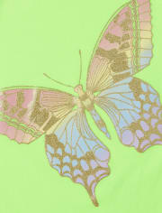 T-shirt graphique papillon arc-en-ciel pour filles