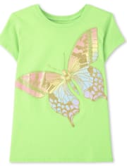 T-shirt graphique papillon arc-en-ciel pour filles