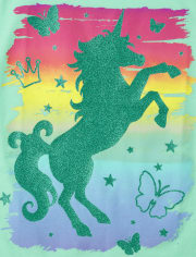 T-shirt graphique licorne arc-en-ciel pour fille