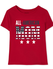 Camiseta con estampado familiar estadounidense a juego para mujer