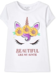 Girls Unicorn Auntie Graphic Tee