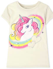 Camiseta con estampado de unicornio y arcoíris para niñas