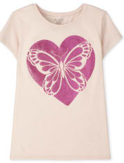 Girls Butterfly Heart Graphic Tee
