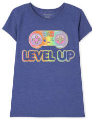 Camiseta gráfica para niñas Level Up