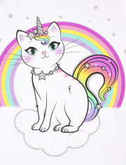 Camiseta con gráfico de arcoíris Caticorn para niñas