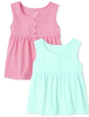 Paquete de 2 camisetas sin mangas Empire para niñas pequeñas