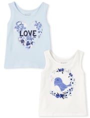 Toddler Girls Graphic Tank Top 2-Pack