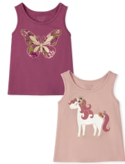Toddler Girls Graphic Tank Top 2-Pack