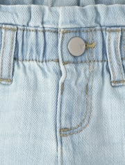 Shorts vaqueros con cintura paperbag para bebés y niñas pequeñas