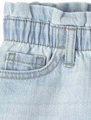 Shorts vaqueros con cintura paperbag para bebés y niñas pequeñas