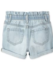 Shorts vaqueros con cintura paperbag para bebés y niñas pequeñas